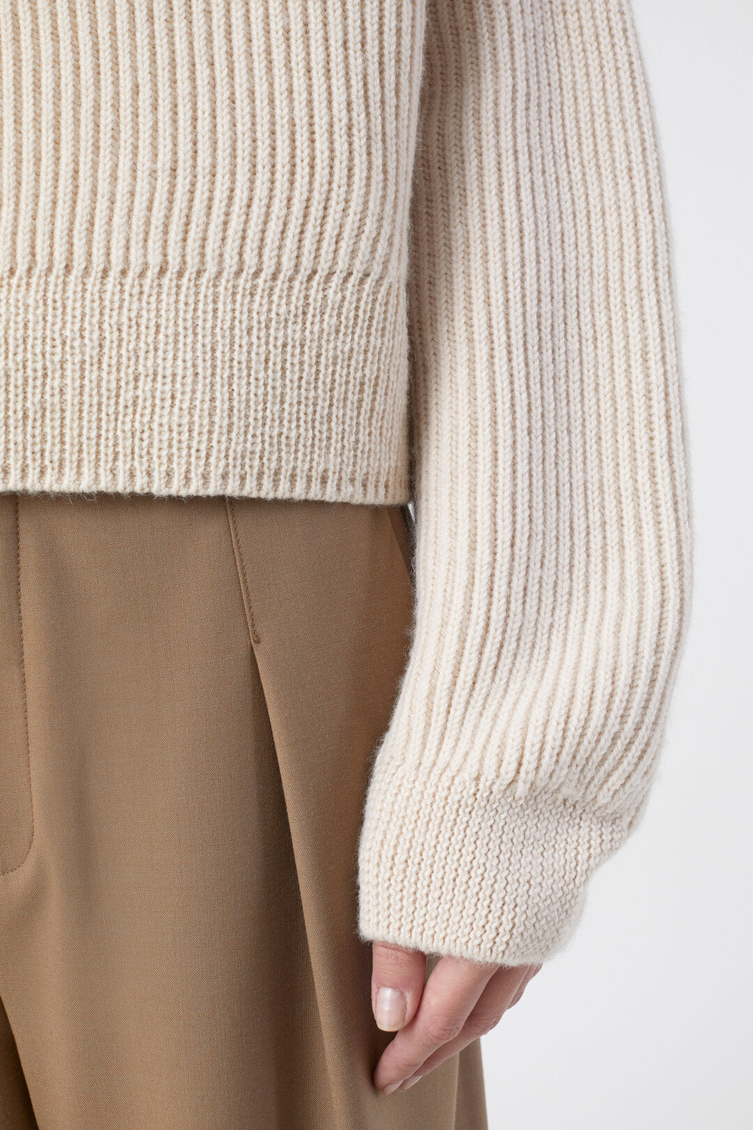 Closed Cropped Troyer Knit Sweater