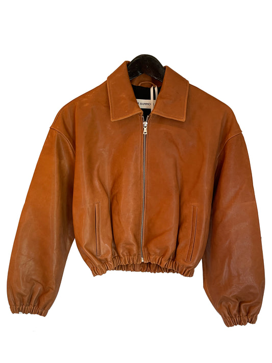 Nour Hammour Luna Toffee Leather Jacket