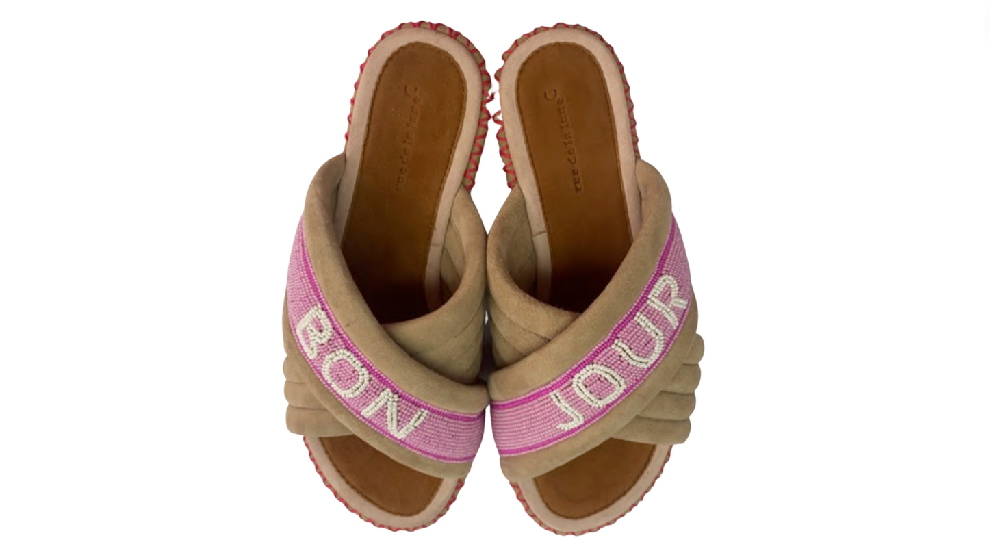 Rue De La Lune X Bonjour Sandals Pink/Beige