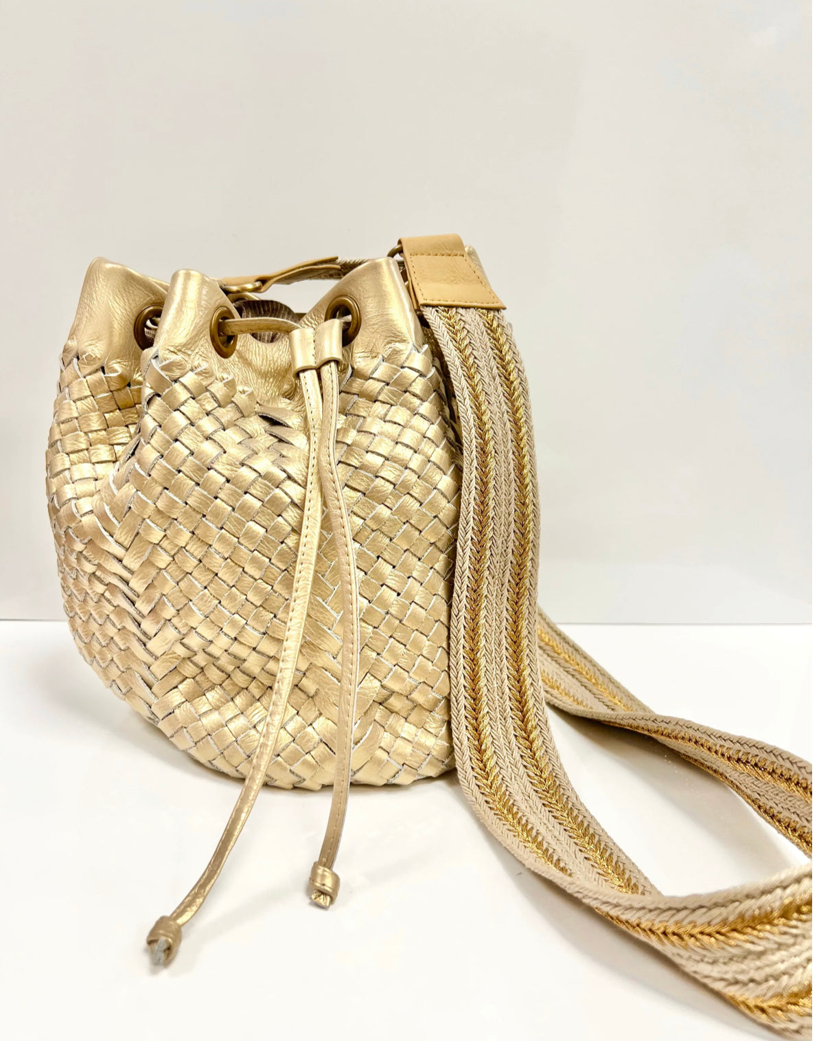 Claramonte Angelo Leather Weave Crossbody Handbag